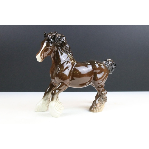 18 - Collection of four Beswick horses to include large shire 'Burnham Beauty' example H 27cm and a small... 