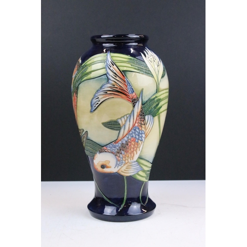 5 - Moorcroft fish 'Quiet waters' vase, c.2002, stamped Moorcroft to base, boxed, H 26cm