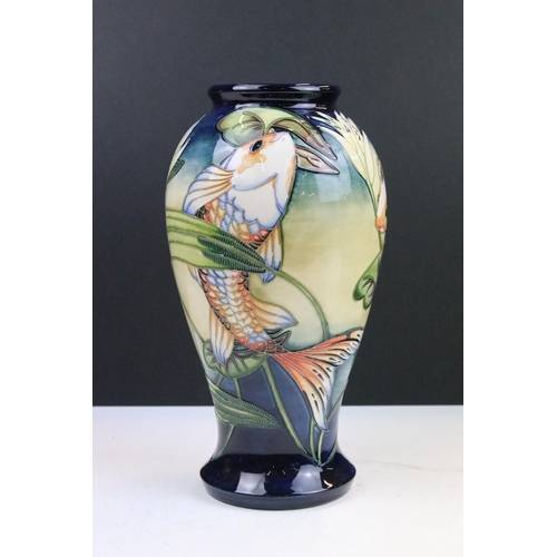 5 - Moorcroft fish 'Quiet waters' vase, c.2002, stamped Moorcroft to base, boxed, H 26cm