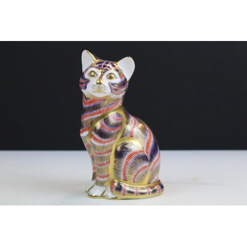 7 - Royal Crown Derby Imari pattern paperweights, to include kitten, pair of sitting cats and sleeping d... 