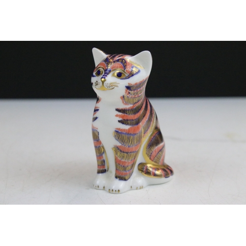 7 - Royal Crown Derby Imari pattern paperweights, to include kitten, pair of sitting cats and sleeping d... 