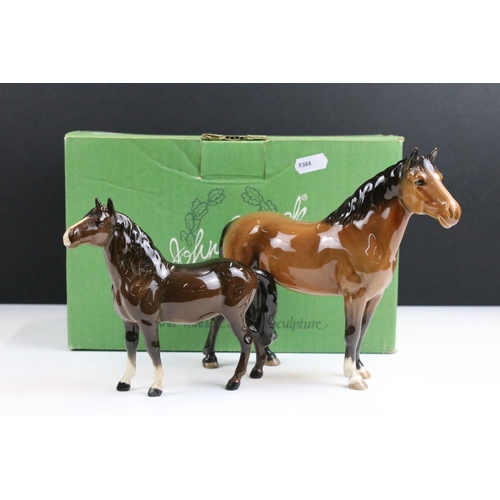 36 - Collection of four Beswick horses to include New Forest Pony, dapple grey standing Shire horse and s... 