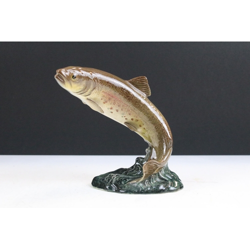 45 - Pair of Beswick trout ornaments 1032, H 15cm and 1390, H 9.5cm