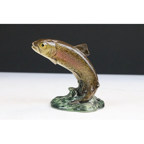 45 - Pair of Beswick trout ornaments 1032, H 15cm and 1390, H 9.5cm