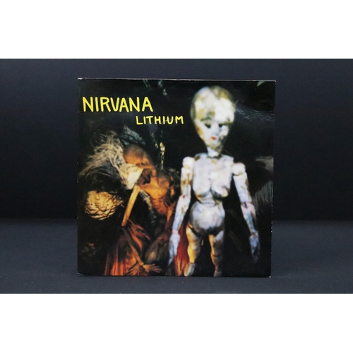 325 - Vinyl - 4 Nirvana UK pressing 7” singles to include: Smells Like Teen Spirit (DGCS 5), Come As You A... 