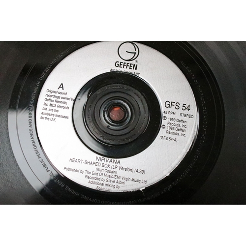 325 - Vinyl - 4 Nirvana UK pressing 7” singles to include: Smells Like Teen Spirit (DGCS 5), Come As You A... 