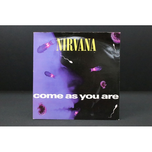 325 - Vinyl - 4 Nirvana UK pressing 7” singles to include: Smells Like Teen Spirit (DGCS 5), Come As You A... 