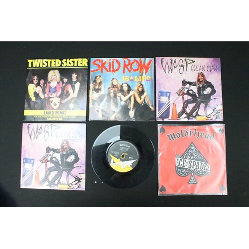 327 - Vinyl - Approximately 90 Hard Rock / Hair Metal / New Wave Of British Heavy Metal 7” singles to incl... 