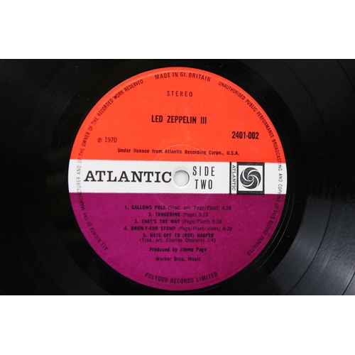 32 - Vinyl - Led Zeppelin III LP on Atlantic Records 2401 002. Plum labels, no Peter Grant credit, 2401.0... 