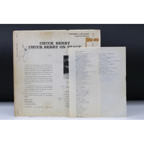 91 - Vinyl / Autograph - Chuck Berry On Stage LP on Chess Records LP 1480, US 1963 pressing with hype sti... 