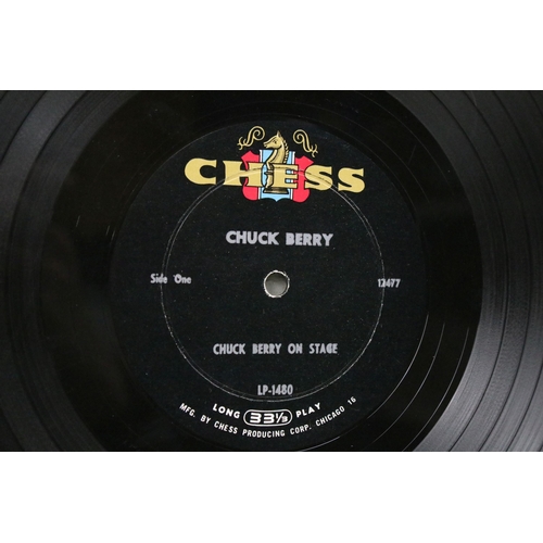 91 - Vinyl / Autograph - Chuck Berry On Stage LP on Chess Records LP 1480, US 1963 pressing with hype sti... 