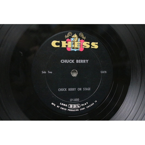 91 - Vinyl / Autograph - Chuck Berry On Stage LP on Chess Records LP 1480, US 1963 pressing with hype sti... 