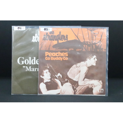 1006 - Vinyl - 2 The Stranglers original foreign pressing 7” singles to include: Peaches / Go Buddy Go (Uni... 