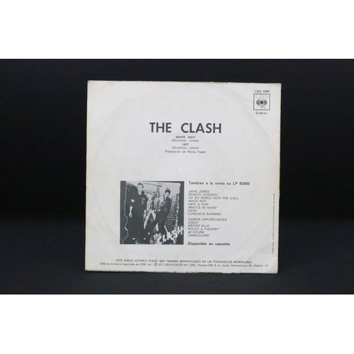 1016 - Vinyl - 2 Spanish pressing The Clash 7” singles to include: White Riot (CBS 5058, original 1977 1st ... 