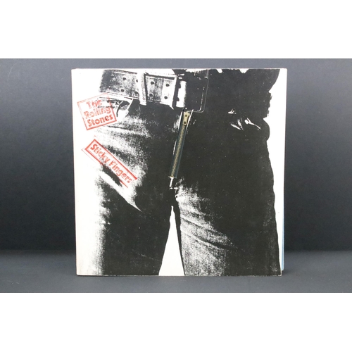 188 - Vinyl - 6 Rolling Stones LPs to include Sticky Fingers (working zipper, with insert) Ex, Let It Blee... 