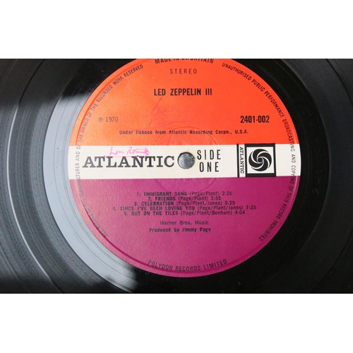 476 - Vinyl - 2 original UK 1st pressing albums by Led Zeppelin to include: III (Atlantic – 2401-002, plum... 