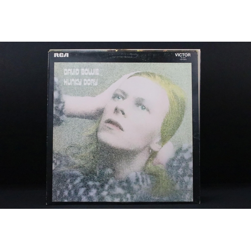 522 - Vinyl - 6 David Bowie LPs to include Space Oddity (with poster), Hunky Dory (no Mainman, UK sleeve, ... 