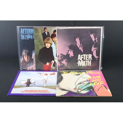 422 - Vinyl - 5 Rolling Stones albums to include: Aftermath (UK stereo boxed Decca) EX, Big Hits (High Tid... 