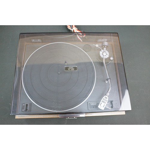 1398 - Hi-Fi - 2 Pioneer belt driven turntables to include a PL-12D and a PL-514 along with a Roland MC303