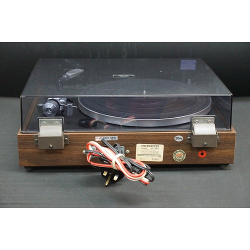 1398 - Hi-Fi - 2 Pioneer belt driven turntables to include a PL-12D and a PL-514 along with a Roland MC303