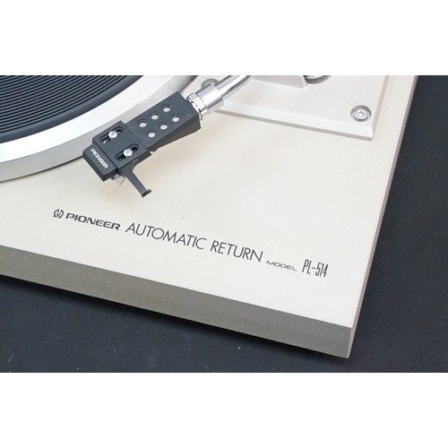 1398 - Hi-Fi - 2 Pioneer belt driven turntables to include a PL-12D and a PL-514 along with a Roland MC303