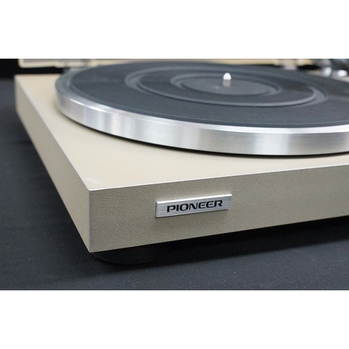 1398 - Hi-Fi - 2 Pioneer belt driven turntables to include a PL-12D and a PL-514 along with a Roland MC303