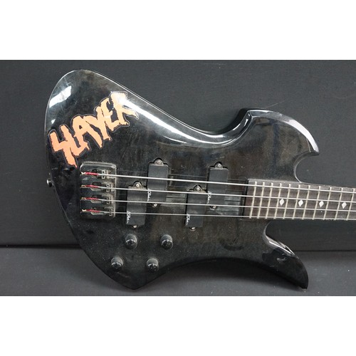 1400 - Guitar - BC Rich Mockingbird electric bass guitar in black. Slayer sticker applied to body.