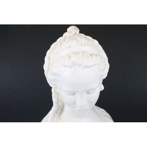 142 - Large mid century Victorian style bust sculpture statue of a young lady, H 57cm