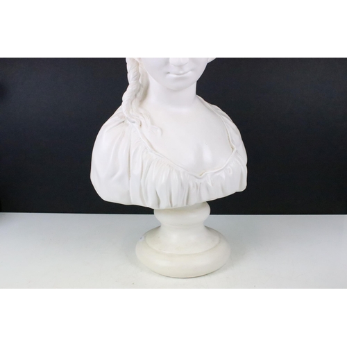 142 - Large mid century Victorian style bust sculpture statue of a young lady, H 57cm