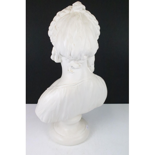 142 - Large mid century Victorian style bust sculpture statue of a young lady, H 57cm