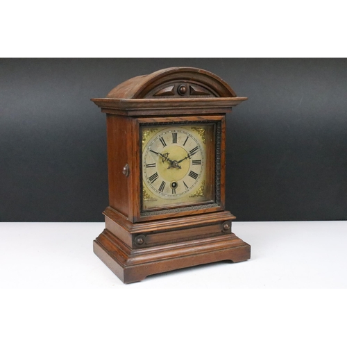 160 - Late Victorian mahogany bracket mantle clock H 29cm D 14cm, W 21cm