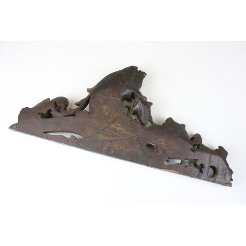 167 - Oak scroll and flower carved architectural fragment, H 25.5cm, W 52cm