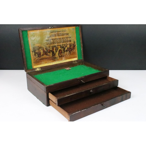 173 - 19th century mahogany collector’s cabinet, with hinged lid and two drawers, 30cm long