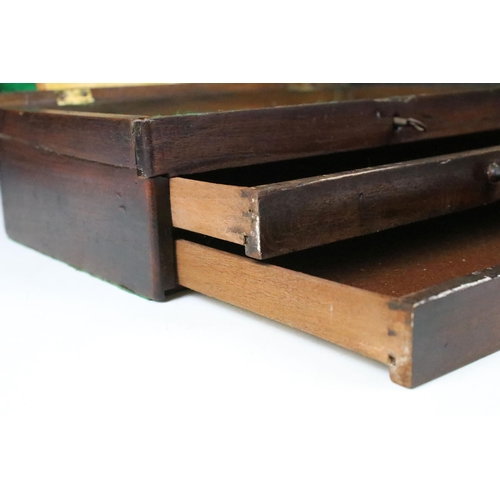 173 - 19th century mahogany collector’s cabinet, with hinged lid and two drawers, 30cm long