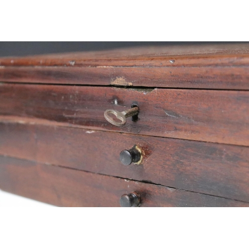 173 - 19th century mahogany collector’s cabinet, with hinged lid and two drawers, 30cm long