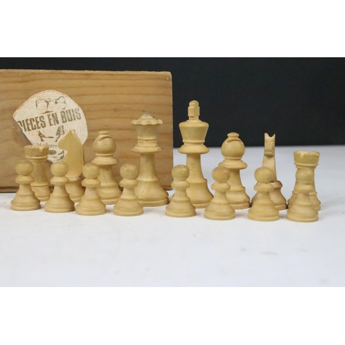 180 - French Lardy International ‘ pieces en buis ‘ wooden chess set in wooden chess box with sliding lid