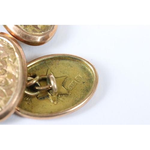 189A - A pair of hallmarked 9ct gold gents cufflinks together with two Irish silver stick pins.