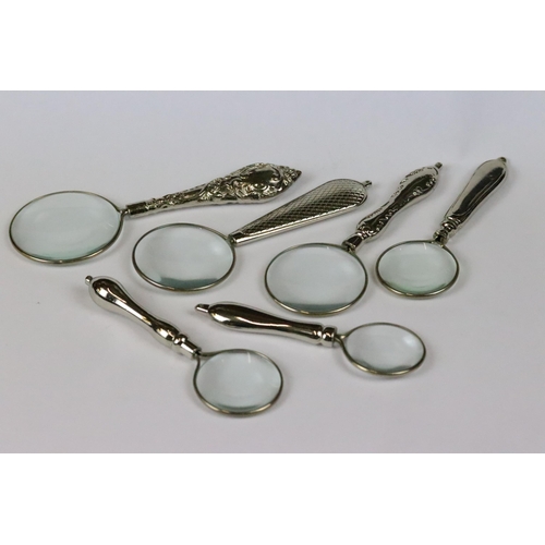 193 - Set of six silver plated graduated magnifying glasses