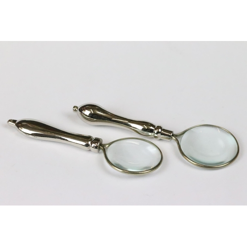 193 - Set of six silver plated graduated magnifying glasses