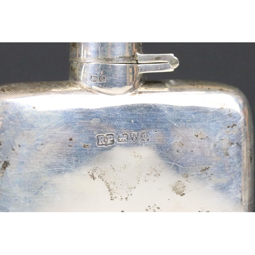 196 - A group of three fully hallmarked sterling silver collectables to include a Hip Flask, capstan ink w... 