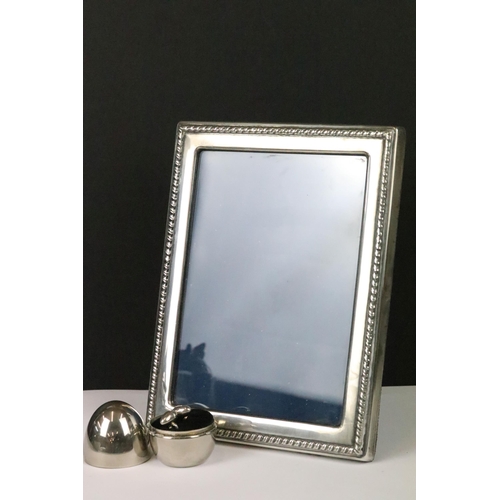 203 - A fully hallmarked sterling silver easel back photograph frame by Robert Carrs of Sheffield together... 