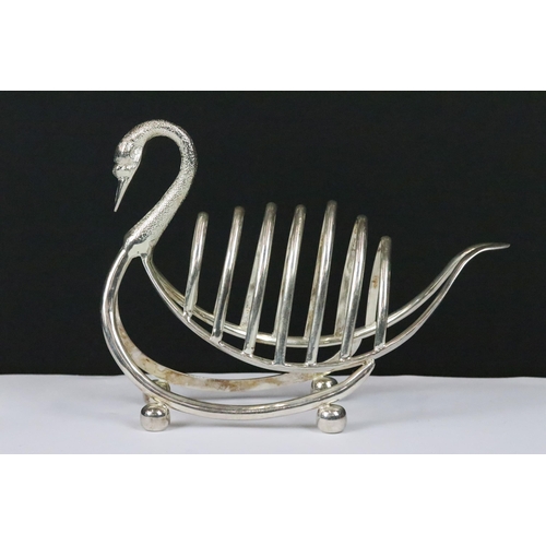 213 - Silver plated swan shape toast rack