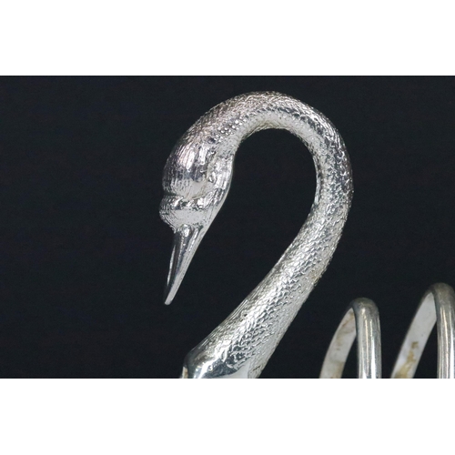 213 - Silver plated swan shape toast rack