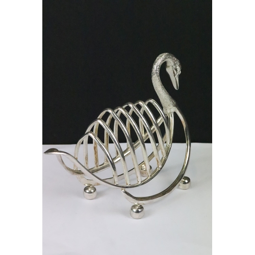 213 - Silver plated swan shape toast rack