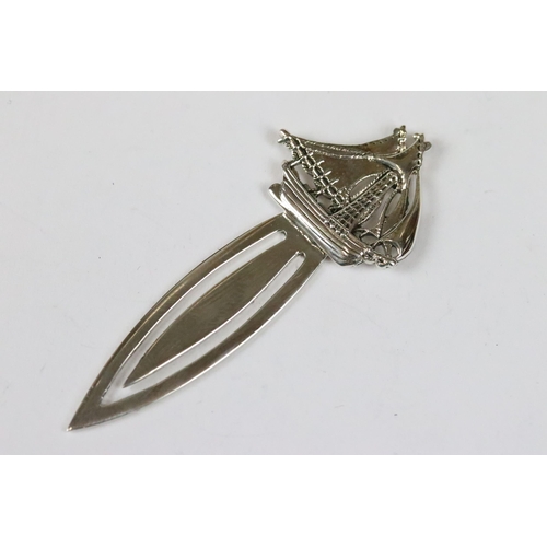 237 - Silver bookmark with ship finial