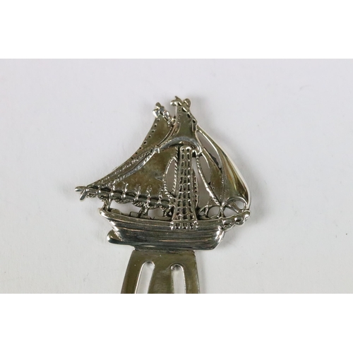 237 - Silver bookmark with ship finial