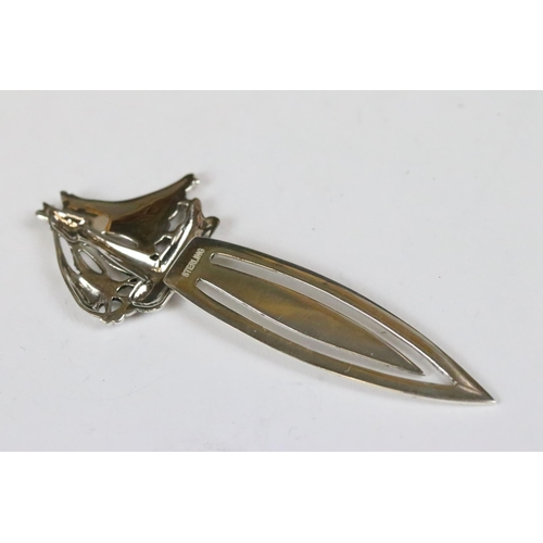 237 - Silver bookmark with ship finial