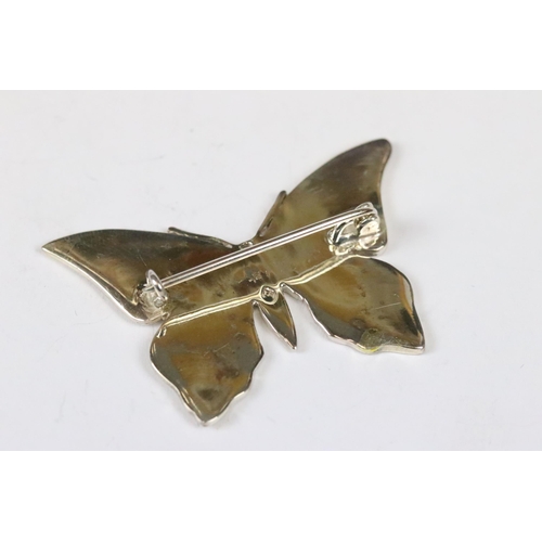 244 - Silver and enamel butterfly brooch