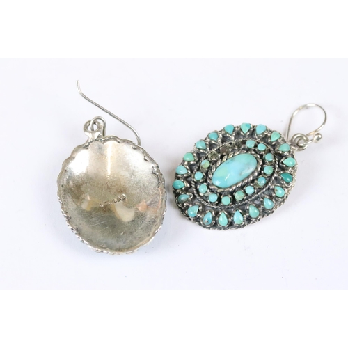 247 - Pair of silver and turquoise earrings