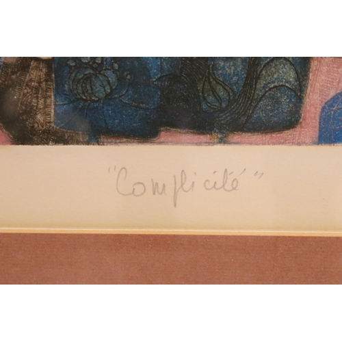 489 - Continental school, Comflicite, limited edition etching, indistinctly signed lower right and numbere... 